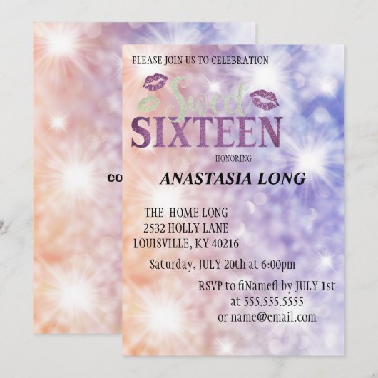 Moderne, elegante Paarse glitter sparen de datum Save The Date (Voorkant / Achterkant)