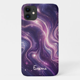 Moderne Elegante Paarse Gouden Marmer Gepersonalis Case-Mate iPhone Case