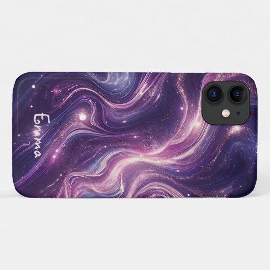 Moderne Elegante Paarse Gouden Marmer Gepersonalis Case-Mate iPhone Case (Achterkant (horizontaal))