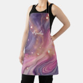 Moderne Elegante Paarse Gouden Marmer Gepersonalis Schort (Insitu)