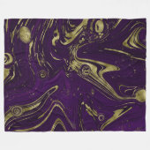 Moderne Elegante Paarse & Gouden Marmeren Swirl Fleece Deken (Voorkant (Horizontaal))