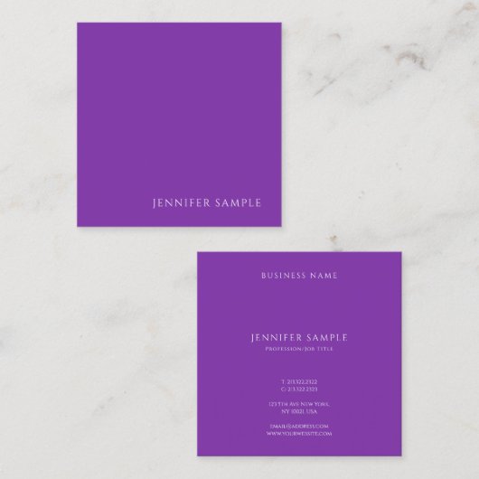 Moderne Elegante Paarse Kleur Sjabloon Professiona Vierkante Visitekaartje (Voorkant / Achterkant)