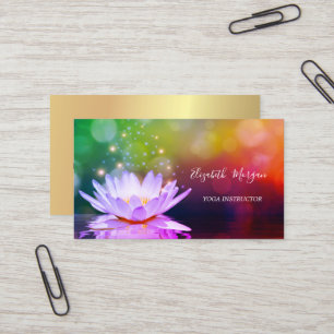 Moderne Elegante Paarse Lotus Gouden Yoga-instruct Visitekaartje