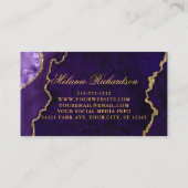 Moderne Elegante Paarse Marmeren Agaat Geode Gold Visitekaartje (Achterkant)