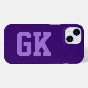 Moderne Elegante Paarse Monogram Initiaal iPhone 15 Case