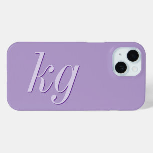 Moderne Elegante Paarse Monogram Initiaal iPhone 15 Case