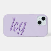 Moderne Elegante Paarse Monogram Initiaal iPhone 15 Case (Achterkant horizontaal)