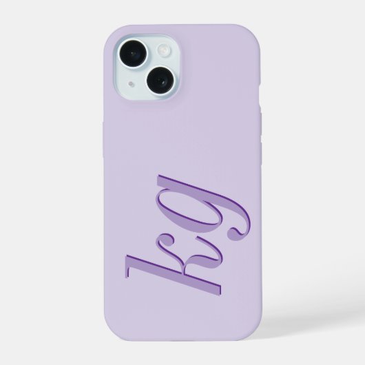 Moderne Elegante Paarse Monogram Initiaal iPhone 15 Case (Achterkant)