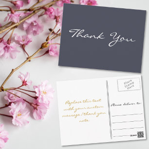 Moderne Elegante Paarse Nep Gouden Script Bedankt Briefkaart