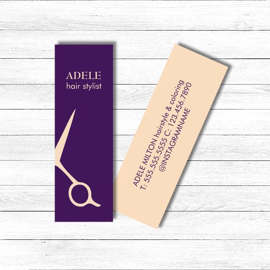 Moderne elegante Paarse pastelschaar haar Mini Visitekaartje