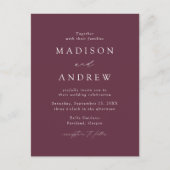 Moderne Elegante Paarse QR Code Bruiloft Uitnodiging Briefkaart (Voorkant)