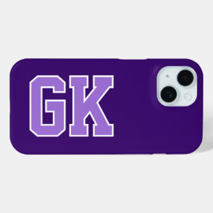 Moderne Elegante Paarse Witte Monogram Eerste Lett iPhone 15 Case