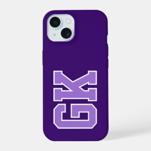 Moderne Elegante Paarse Witte Monogram Eerste Lett iPhone 15 Case