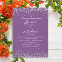 Moderne Elegante Paarse Zilveren Glitter Bruiloft