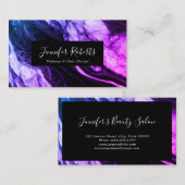 Moderne Elegante Paarse Zwart Marmeren Make-up Art Visitekaartje (Voorkant / Achterkant)
