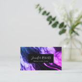 Moderne Elegante Paarse Zwart Marmeren Make-up Art Visitekaartje (Staand voorkant)