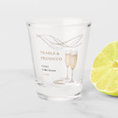 Moderne Elegante Parels & Prosecco Bruidsfeest Shot Glas (Voorkant)