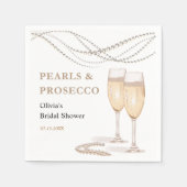 Moderne Elegante Parels & Prosecco Bruidsmeisje Fe Servet (Voorkant)