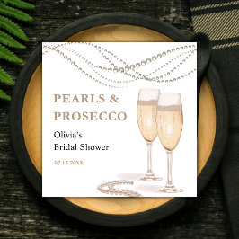 Moderne Elegante Parels & Prosecco Bruidsmeisje Fe Servet