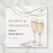 Moderne Elegante Parels & Prosecco Bruidsmeisjesfe Bedankjes Labels (Achterkant)
