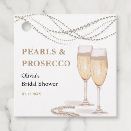 Moderne Elegante Parels & Prosecco Bruidsmeisjesfe Bedankjes Labels