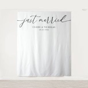 Moderne Elegante Pas Getrouwd Trouwfoto Achtergron Wandkleed