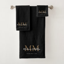 Moderne elegante Pas getrouwd Zwarte Goud Monogram