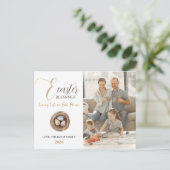 Moderne elegante Pasen Zegeningen Script Foto Feestdagenkaart (Staand voorkant)