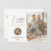 Moderne elegante Pasen Zegeningen Script Foto Feestdagenkaart (Voorkant / Achterkant)