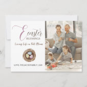 Moderne elegante Pasen Zegeningen Script Foto Feestdagenkaart (Voorkant)