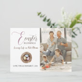 Moderne elegante Pasen Zegeningen Script Foto Feestdagenkaart (Staand voorkant)