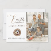 Moderne elegante Pasen Zegeningen Script Foto Feestdagenkaart (Voorkant)