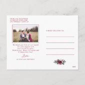 Moderne elegante pasgetrouwde koppel foto Kerstmis Feestdagenkaart (Achterkant)