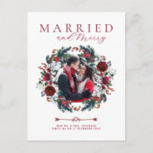 Moderne elegante pasgetrouwde koppel foto Kerstmis Feestdagenkaart (Voorkant)