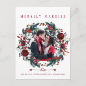 Moderne elegante pasgetrouwden paar Kerstmis foto Feestdagenkaart (Voorkant)