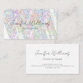 Moderne elegante pasteelholografische glitterpense visitekaartje (Voorkant / Achterkant)