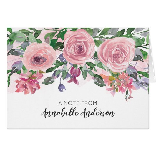 Moderne Elegante Pastel Blush Roze Bloemen Waterve (Voorkant Horizontaal)