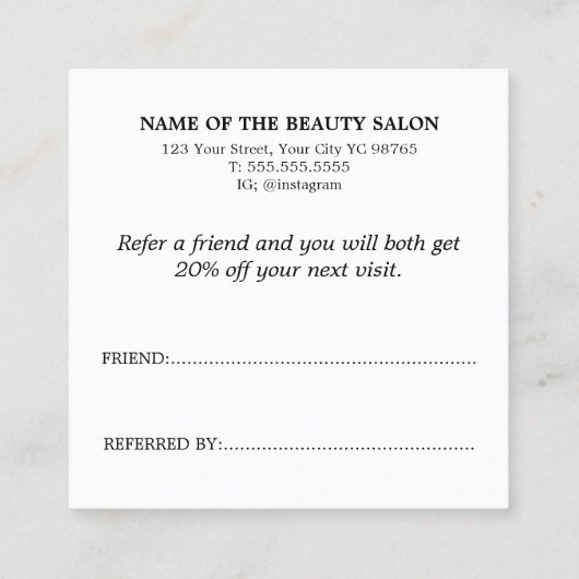 Moderne Elegante Pastel Bold Heart Icon Salon Aanbevelingskaartje (Achterkant)