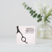 Moderne Elegante Pastel Bold Schaar Haarsalon Vierkante Visitekaartje (Staand voorkant)