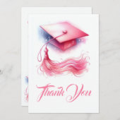 Moderne Elegante Pastel Graduation Cap Bedankkaart (Voorkant / Achterkant)