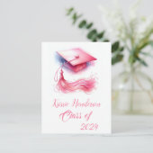 Moderne Elegante Pastel Graduation Cap Briefkaart (Staand voorkant)