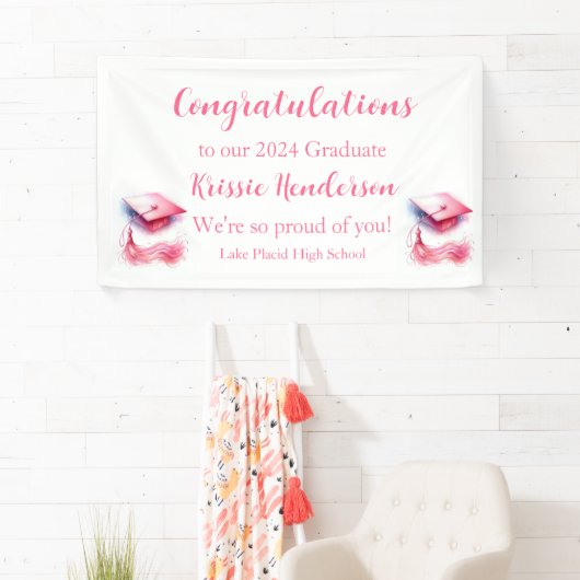Moderne Elegante Pastel Graduation Cap Spandoek (Insitu)