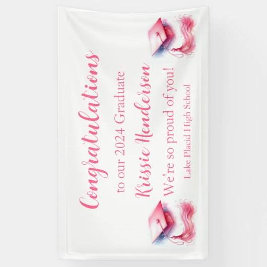 Moderne Elegante Pastel Graduation Cap Spandoek (Verticaal)