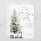 Moderne Elegante Pastel Kerstboom Feest Kaart (Voorkant)