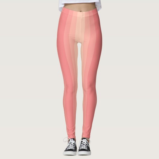 Moderne Elegante Pastel Perzik Kleur Gestreepte Sj Leggings (Voorkant)