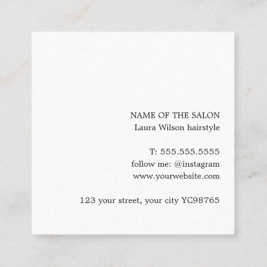 Moderne elegante pastelschaar vet vierkante visitekaartje (Achterkant)