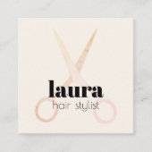 Moderne elegante pastelschaar vet vierkante visitekaartje (Voorkant)