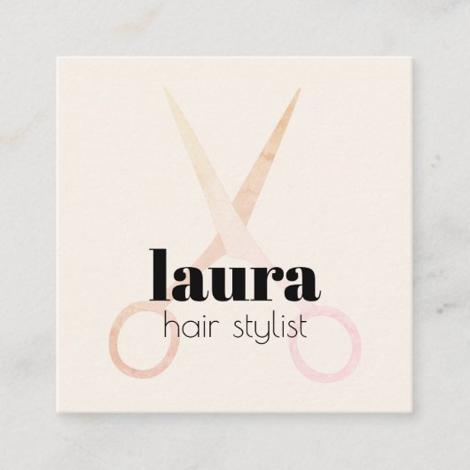 Moderne elegante pastelschaar vet vierkante visitekaartje (Voorkant)