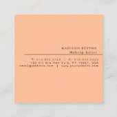 Moderne Elegante Peach Fuzz Beauty Professional Vierkante Visitekaartje (Achterkant)