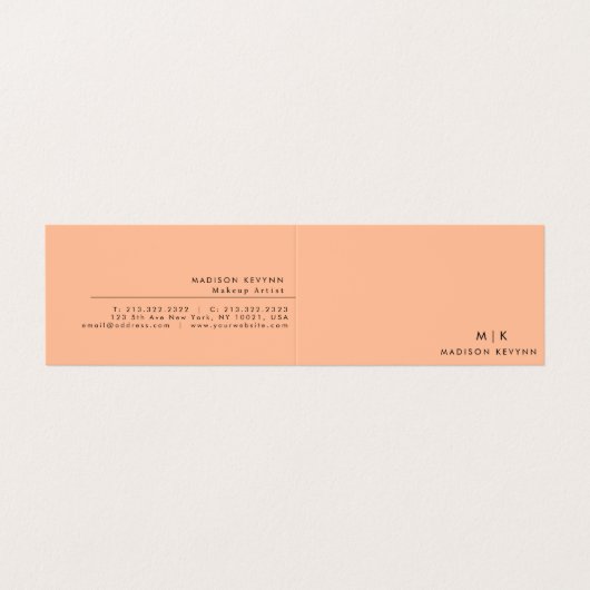 Moderne Elegante Peach Fuzz Beauty Professional Visitekaartje (Buitenkant ongevouwen)